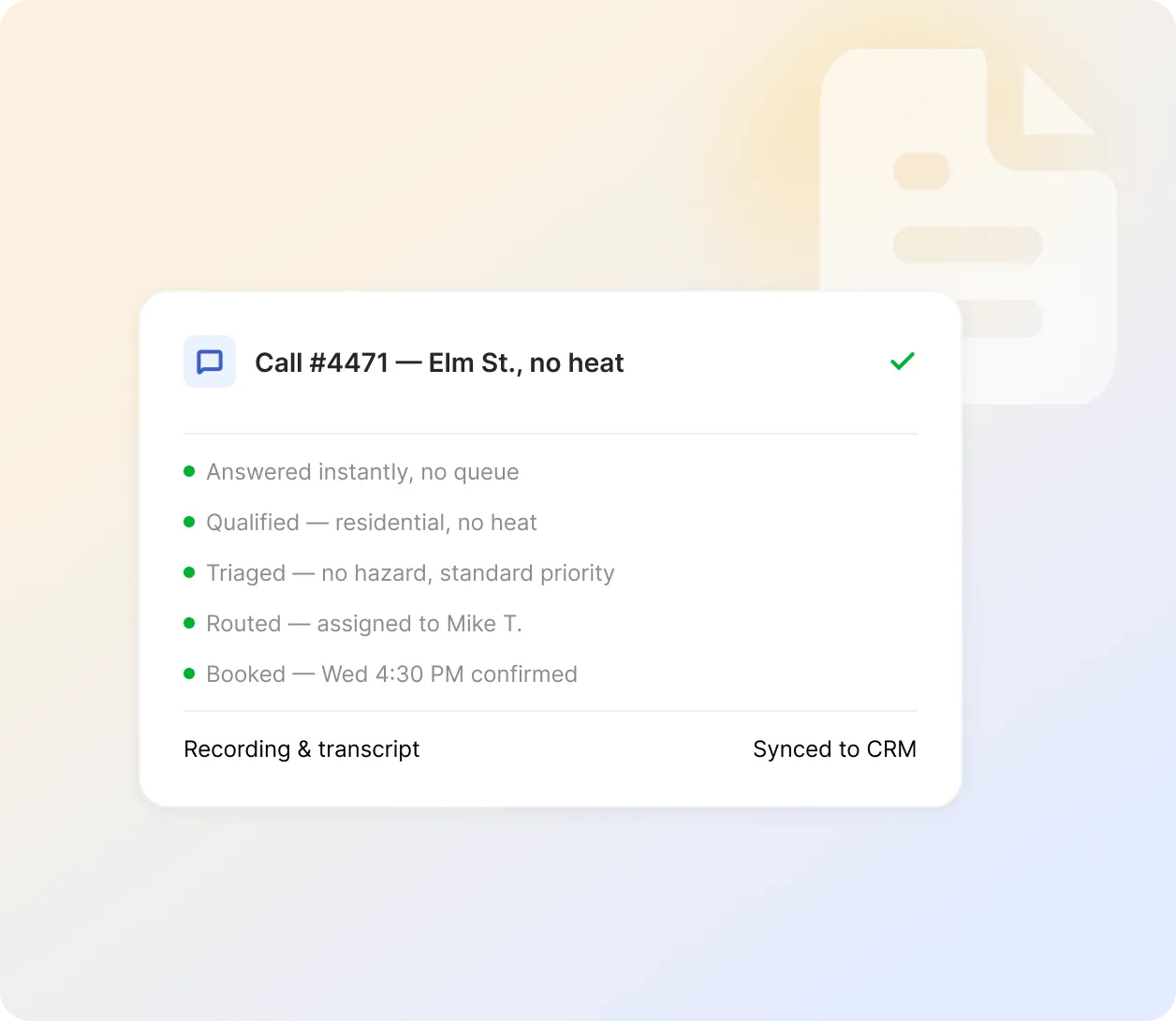 Logs the call